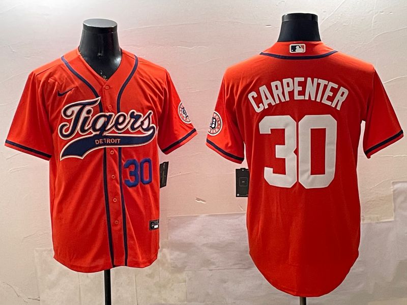 Men Detroit Tigers #30 Carpenter Orange Jointly Name 2025 Nike MLB Jersey style 4